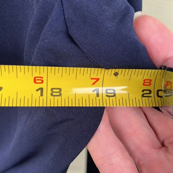 EUC New York & Company stretch, knotted front navy top - Picture 9 of 14